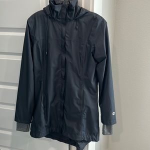 Mondetta athletic gray raincoat with soft thumb holes and hoodie